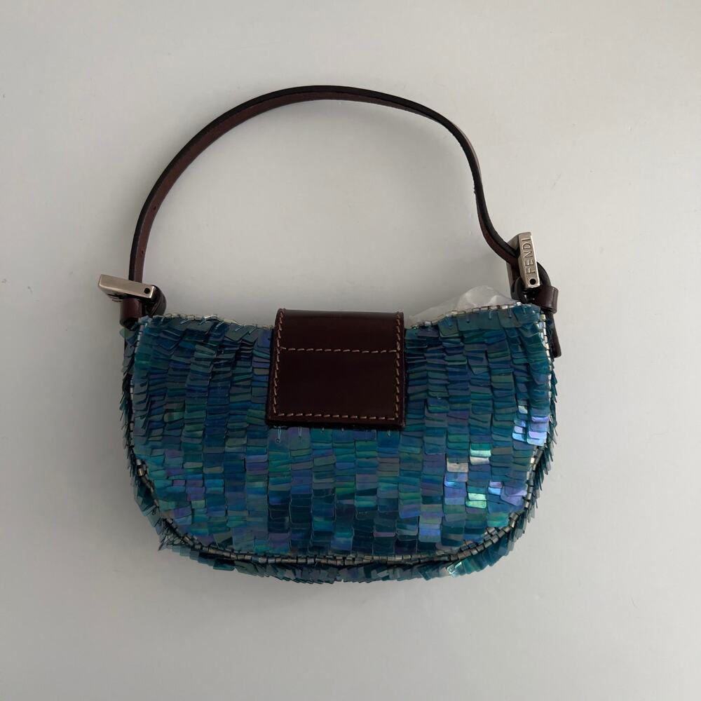 Vintage Fendi Blue Sequin Crossiant - Picture 3 of 7